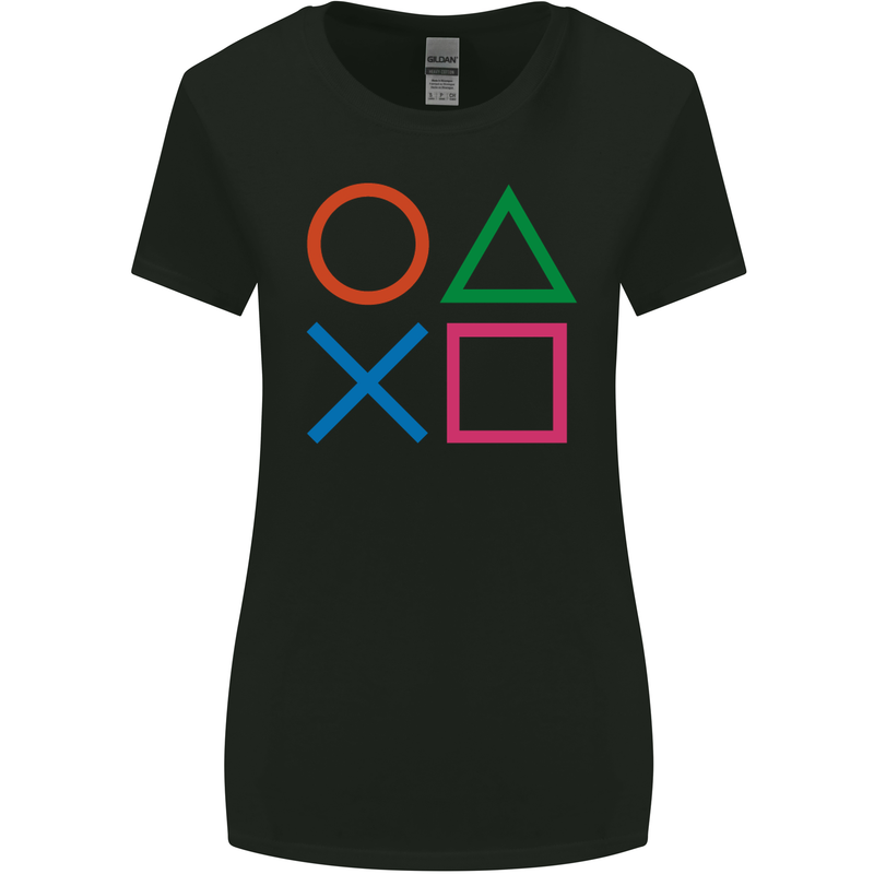 Arcade Game Console Buttons Gaming Gamer Womens Wider Cut T-Shirt Black