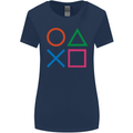 Arcade Game Console Buttons Gaming Gamer Womens Wider Cut T-Shirt Navy Blue