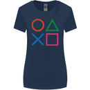 Arcade Game Console Buttons Gaming Gamer Womens Wider Cut T-Shirt Navy Blue