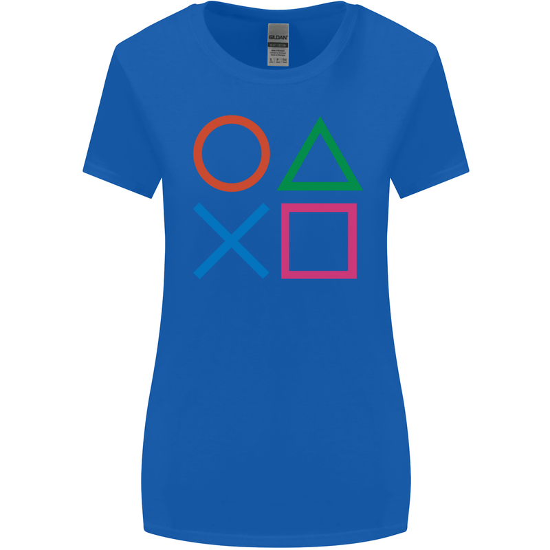 Arcade Game Console Buttons Gaming Gamer Womens Wider Cut T-Shirt Royal Blue