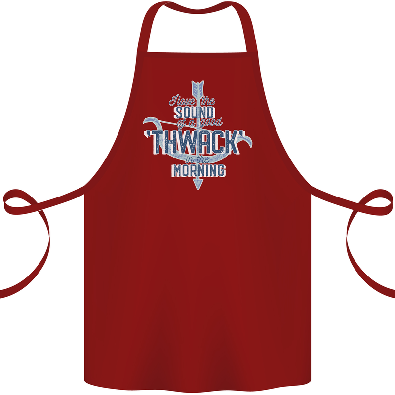 Archery I Love a Good Thwack in the Morning Cotton Apron 100% Organic Maroon