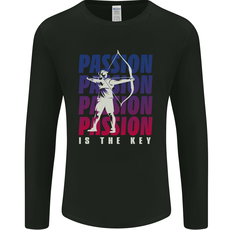 Archery Passion Is the Key Archer Mens Long Sleeve T-Shirt Black