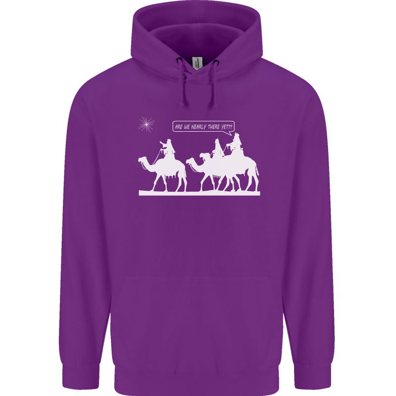 Are We Nearly there Yet? Funny Christmas Childrens Kids Hoodie Purple
