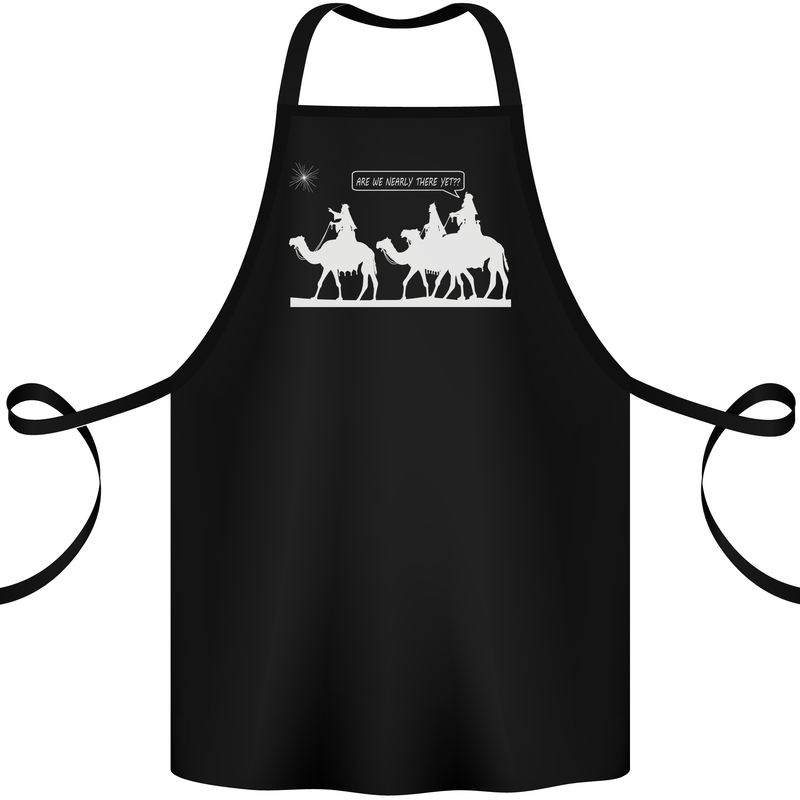 Are We Nearly there Yet? Funny Christmas Cotton Apron 100% Organic Black