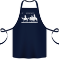 Are We Nearly there Yet? Funny Christmas Cotton Apron 100% Organic Navy Blue