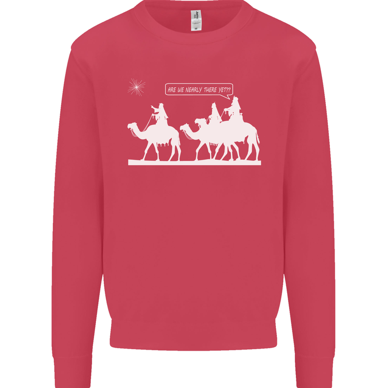 Are We Nearly there Yet? Funny Christmas Kids Sweatshirt Jumper Heliconia