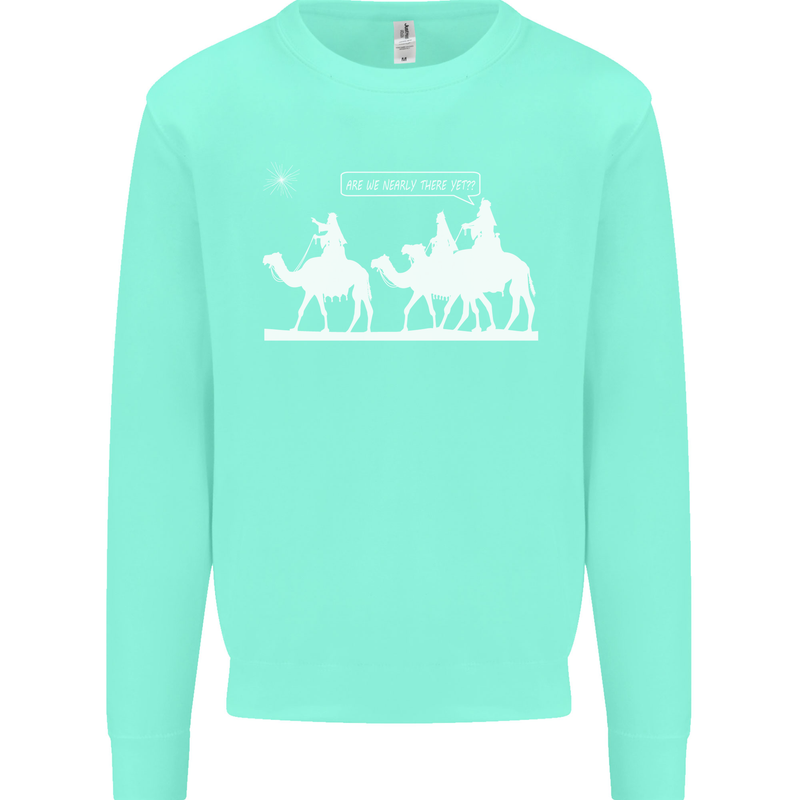 Are We Nearly there Yet? Funny Christmas Kids Sweatshirt Jumper Peppermint