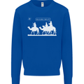 Are We Nearly there Yet? Funny Christmas Kids Sweatshirt Jumper Royal Blue