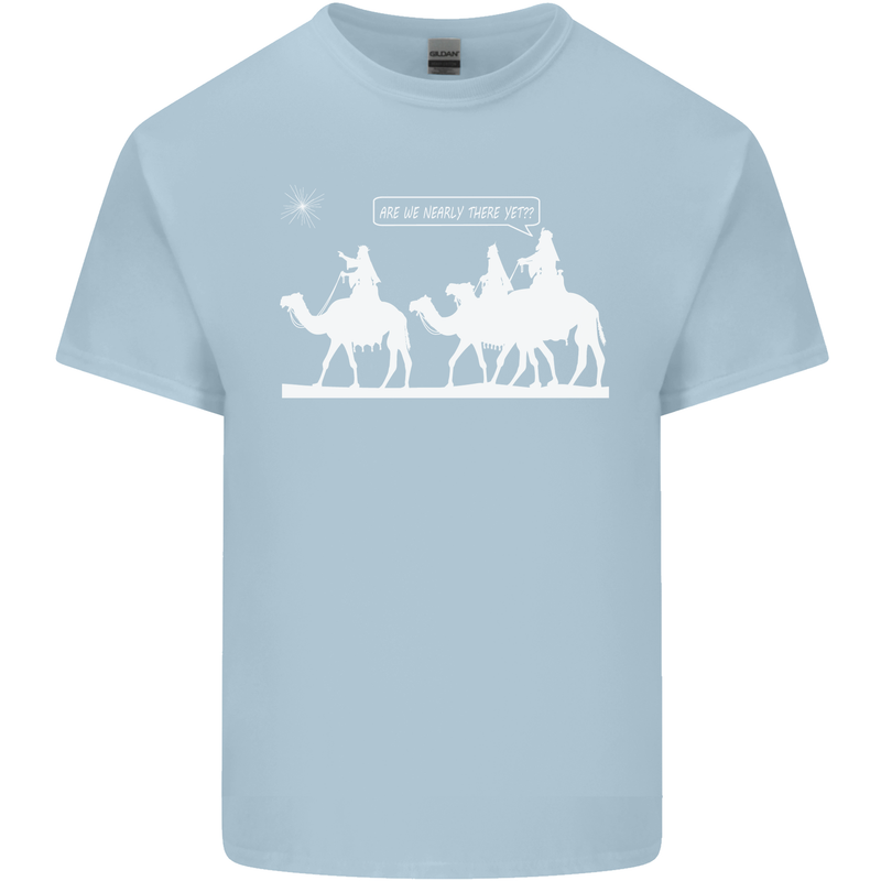 Are We Nearly there Yet? Funny Christmas Mens Cotton T-Shirt Tee Top Light Blue