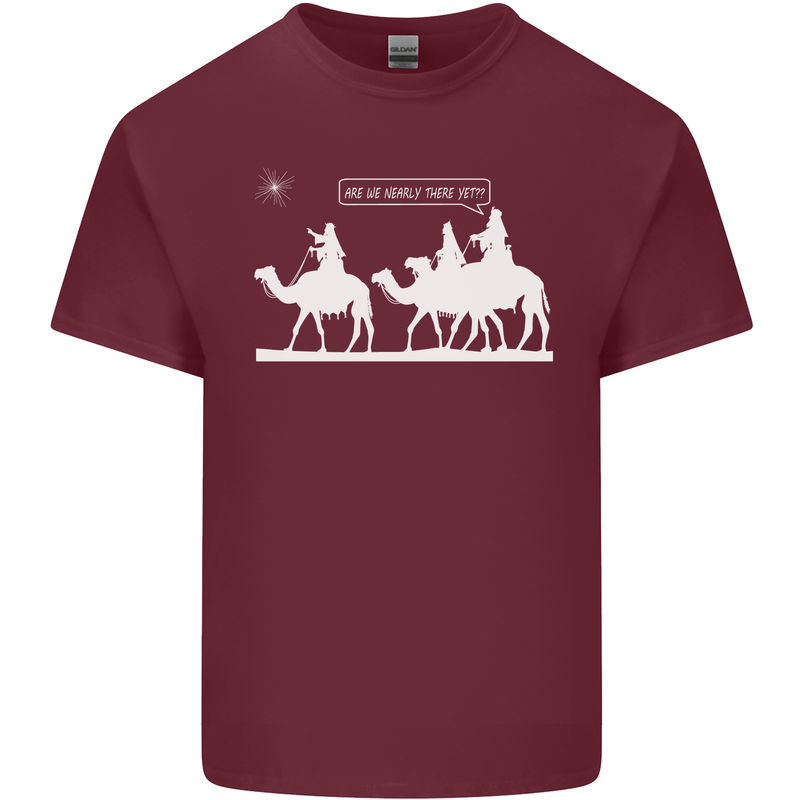 Are We Nearly there Yet? Funny Christmas Mens Cotton T-Shirt Tee Top Maroon