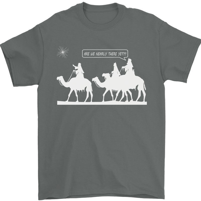 Are We Nearly there Yet? Funny Christmas Mens T-Shirt Cotton Gildan Charcoal