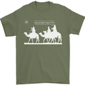 Are We Nearly there Yet? Funny Christmas Mens T-Shirt Cotton Gildan Military Green