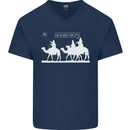 Are We Nearly there Yet? Funny Christmas Mens V-Neck Cotton T-Shirt Navy Blue