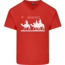 Are We Nearly there Yet? Funny Christmas Mens V-Neck Cotton T-Shirt Red