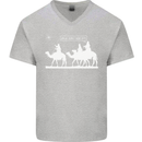 Are We Nearly there Yet? Funny Christmas Mens V-Neck Cotton T-Shirt Sports Grey