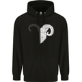 Aries Goat Head Star Sign Childrens Kids Hoodie Black