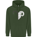 Aries Goat Head Star Sign Childrens Kids Hoodie Forest Green