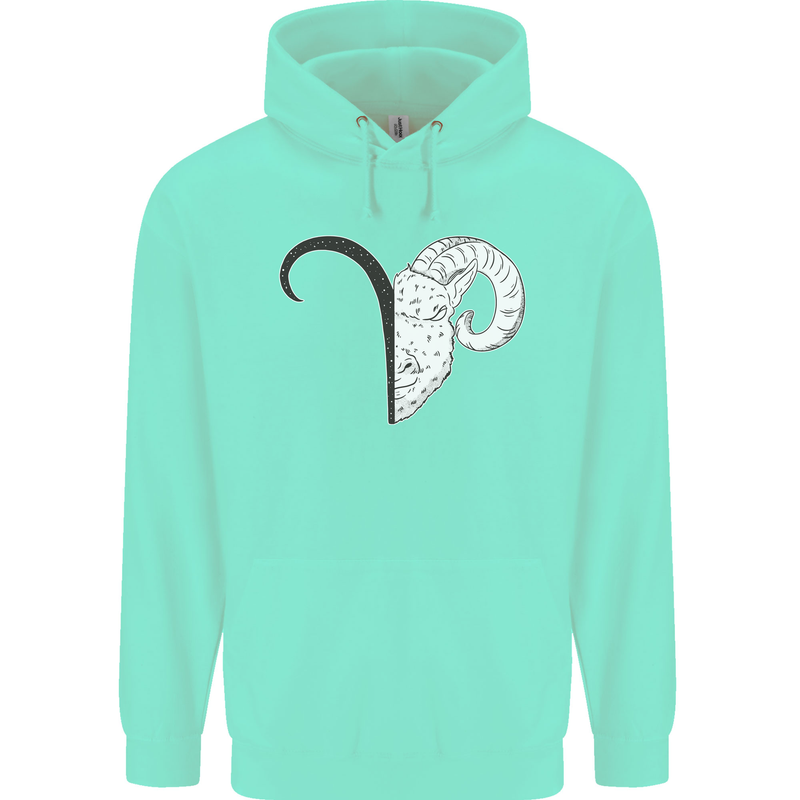 Aries Goat Head Star Sign Childrens Kids Hoodie Peppermint