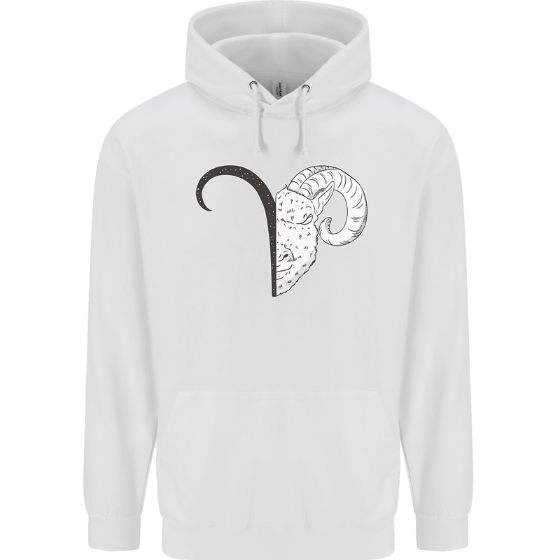 Aries Goat Head Star Sign Childrens Kids Hoodie White