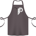 Aries Goat Head Star Sign Cotton Apron 100% Organic Dark Grey