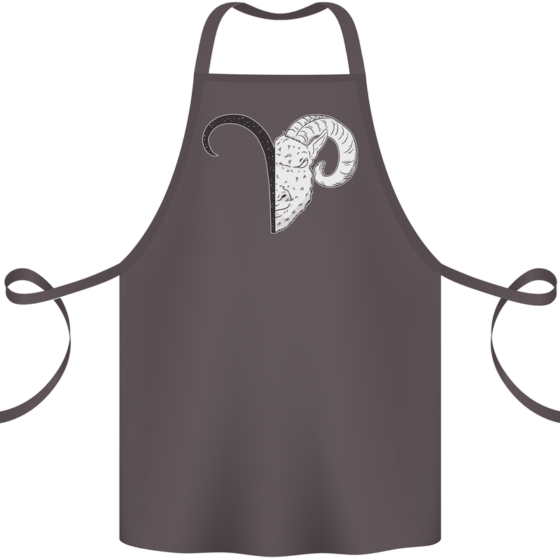 Aries Goat Head Star Sign Cotton Apron 100% Organic Dark Grey