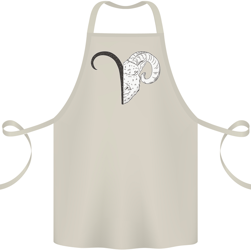 Aries Goat Head Star Sign Cotton Apron 100% Organic Natural