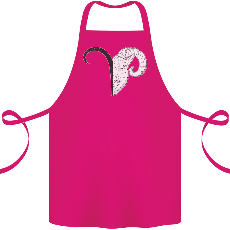 Aries Goat Head Star Sign Cotton Apron 100% Organic Pink