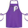 Aries Goat Head Star Sign Cotton Apron 100% Organic Purple