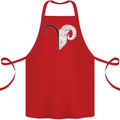 Aries Goat Head Star Sign Cotton Apron 100% Organic Red