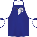 Aries Goat Head Star Sign Cotton Apron 100% Organic Royal Blue