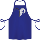 Aries Goat Head Star Sign Cotton Apron 100% Organic Royal Blue