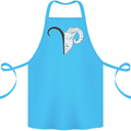 Aries Goat Head Star Sign Cotton Apron 100% Organic Turquoise