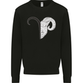 Aries Goat Head Star Sign Kids Sweatshirt Jumper Black