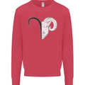 Aries Goat Head Star Sign Kids Sweatshirt Jumper Heliconia
