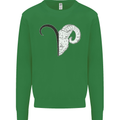 Aries Goat Head Star Sign Kids Sweatshirt Jumper Irish Green