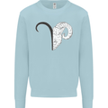Aries Goat Head Star Sign Kids Sweatshirt Jumper Light Blue
