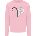 Aries Goat Head Star Sign Kids Sweatshirt Jumper Light Pink