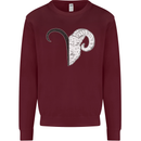 Aries Goat Head Star Sign Kids Sweatshirt Jumper Maroon
