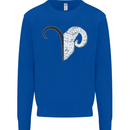 Aries Goat Head Star Sign Kids Sweatshirt Jumper Royal Blue