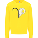 Aries Goat Head Star Sign Kids Sweatshirt Jumper Yellow