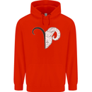 Aries Goat Head Star Sign Mens 80% Cotton Hoodie Bright Red