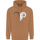 Aries Goat Head Star Sign Mens 80% Cotton Hoodie Caramel Latte