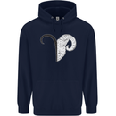 Aries Goat Head Star Sign Mens 80% Cotton Hoodie Navy Blue