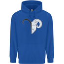 Aries Goat Head Star Sign Mens 80% Cotton Hoodie Royal Blue