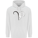 Aries Goat Head Star Sign Mens 80% Cotton Hoodie White