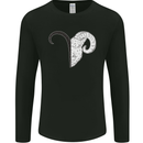 Aries Goat Head Star Sign Mens Long Sleeve T-Shirt Black