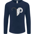 Aries Goat Head Star Sign Mens Long Sleeve T-Shirt Navy Blue