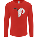 Aries Goat Head Star Sign Mens Long Sleeve T-Shirt Red
