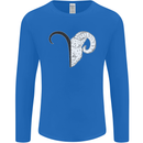 Aries Goat Head Star Sign Mens Long Sleeve T-Shirt Royal Blue