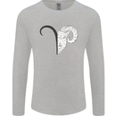 Aries Goat Head Star Sign Mens Long Sleeve T-Shirt Sports Grey